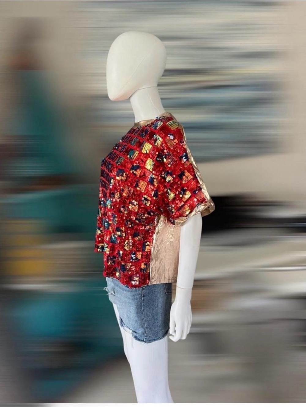 FANCO sequin front metallic gold back top S M L - Picture 4 of 7